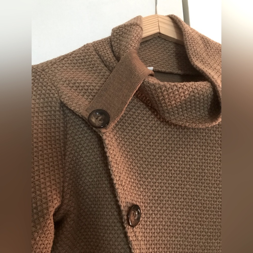 Brown Asymmetrical High Collar Sweater